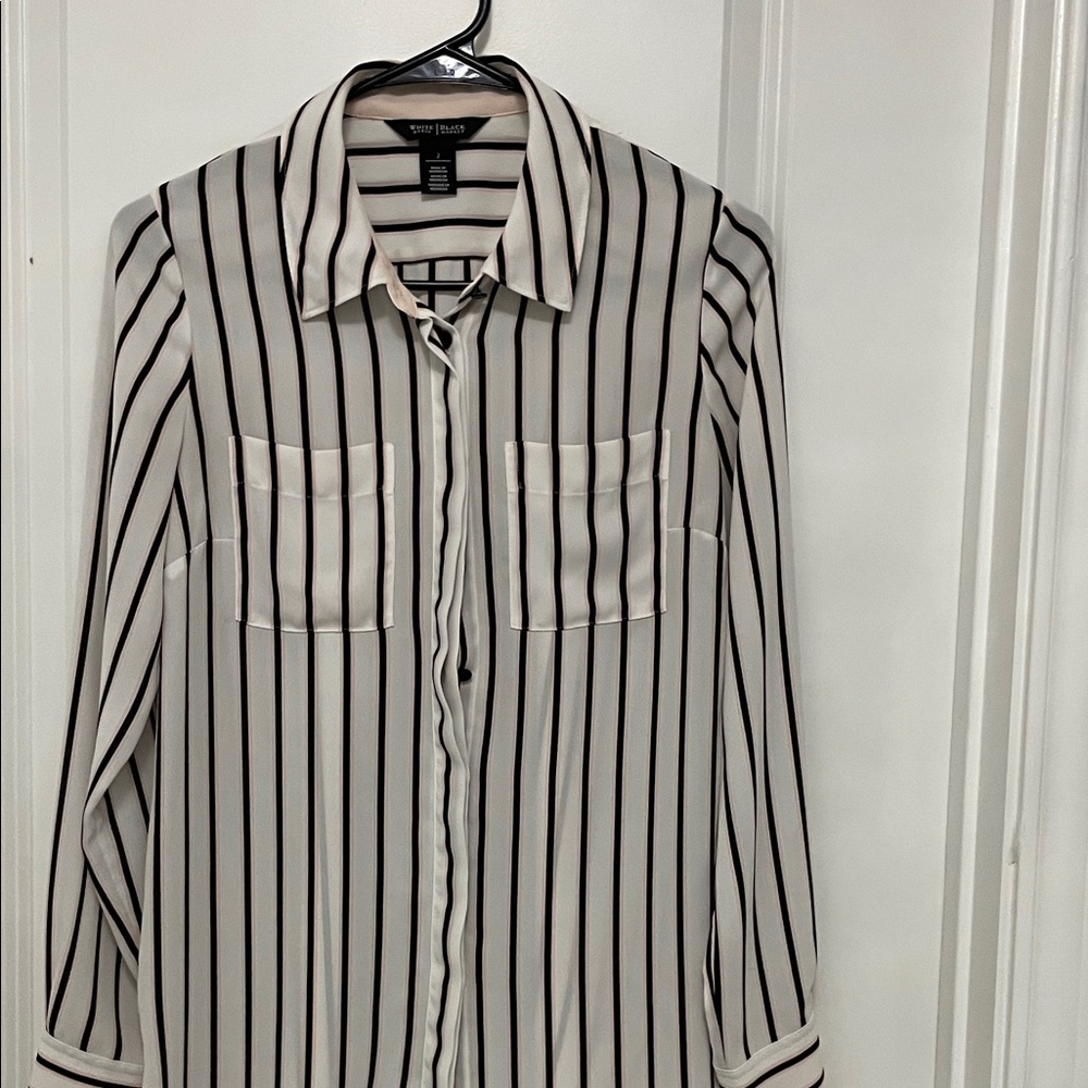 H&M Black and White Striped Casual Shirt